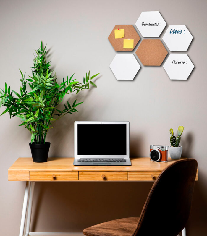 SET X6 TABLEROS MIXTOS HEXAGONALES 4 BLANCOS Y  2 CORCHO
